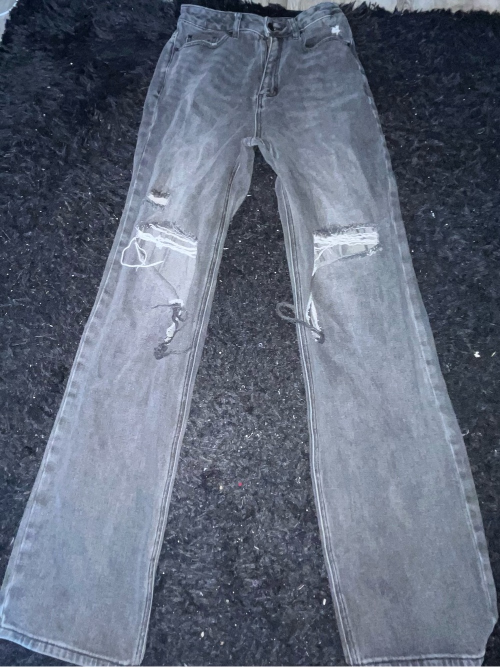 PacSun Gray Distressed Straight Jeans